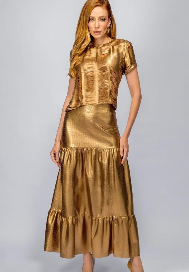 SAIA DE COURO METALIZADO