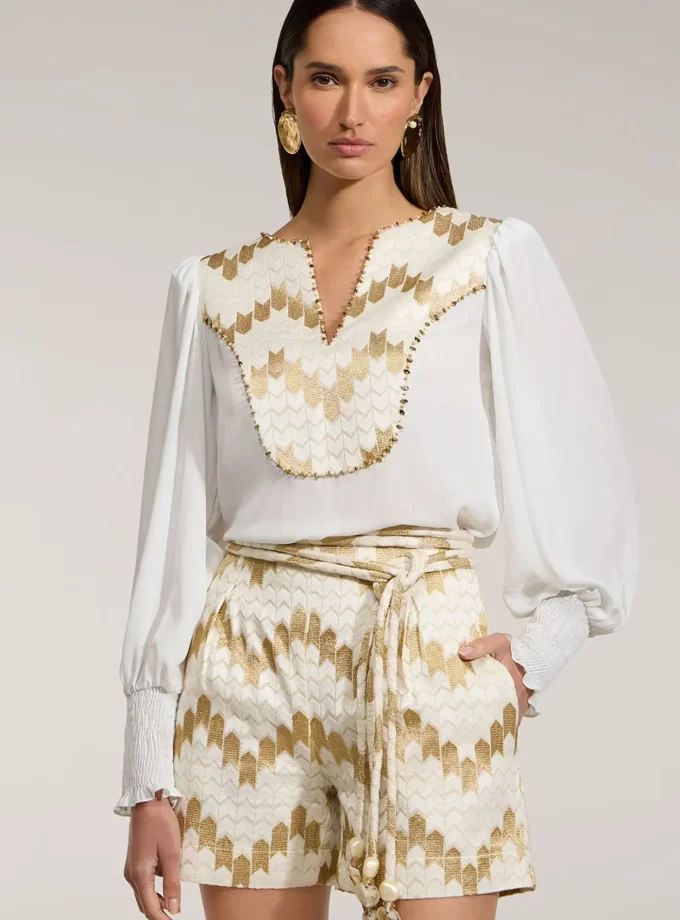 SHORT TECIDO BORDADO