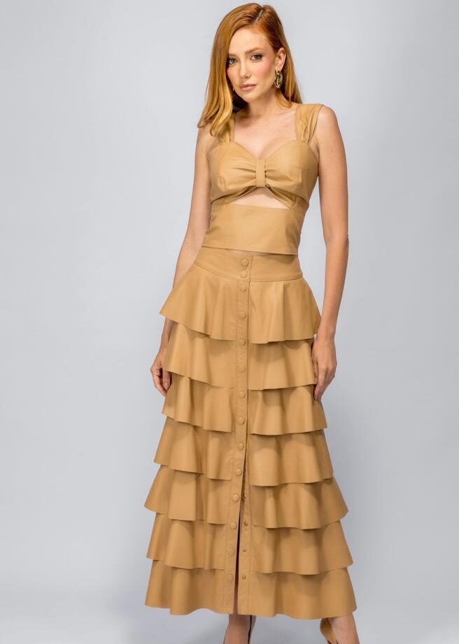 TOP DE COURO METALIZADO