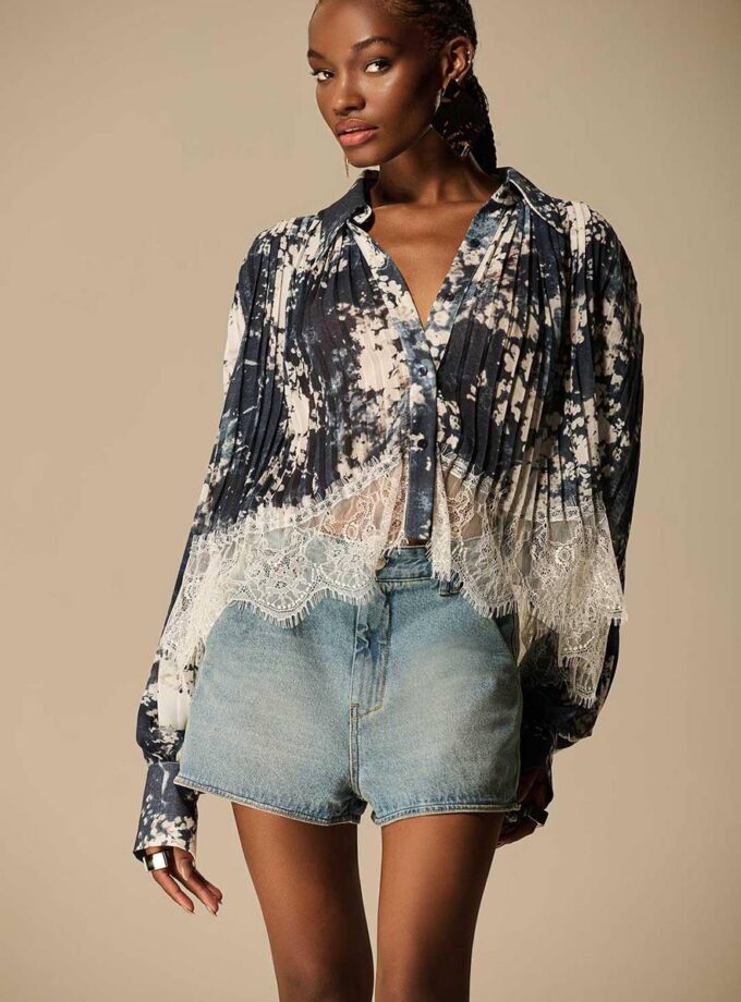 CAMISA CROPEED PLISSADA ESTAMPA