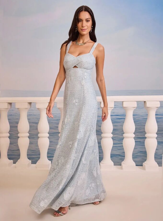 VESTIDO LONGO RENDA PAETES
