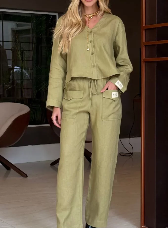 CONJUNTO EM LINHO CAMISA E CALÇA