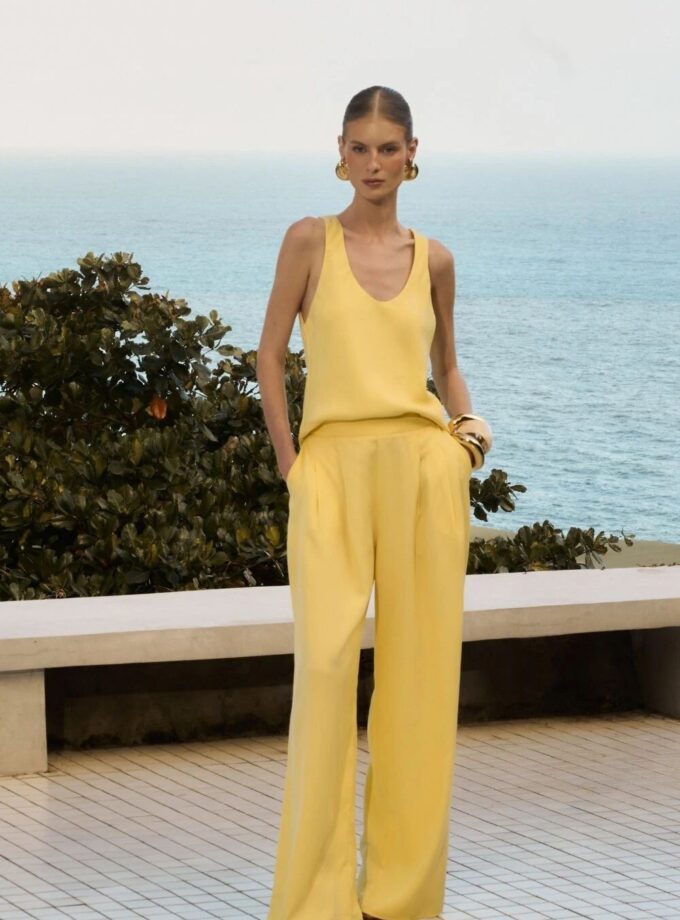 CONJUNTO REGATA E CALÇA C/ PREGAS ALFAIATARIA