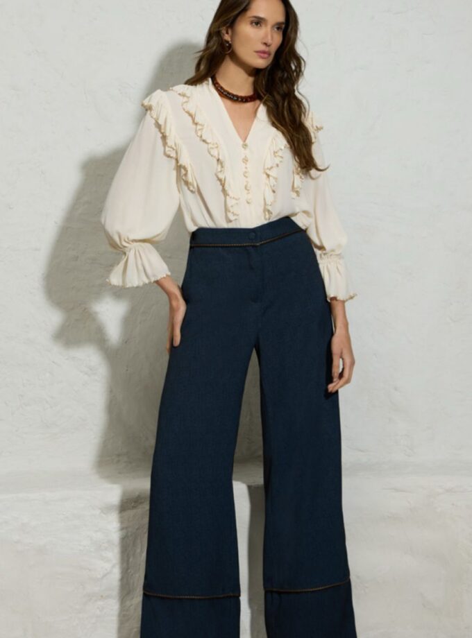 CALÇA ESTAMPA JEANS DETALHE