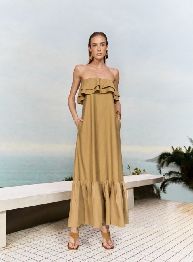 VESTIDO LONGO BABADO DO BUSTO