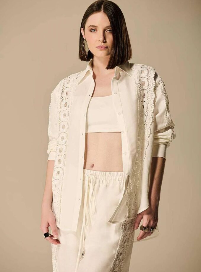 CAMISA LINHO DETALHES RENDA POA CAOS