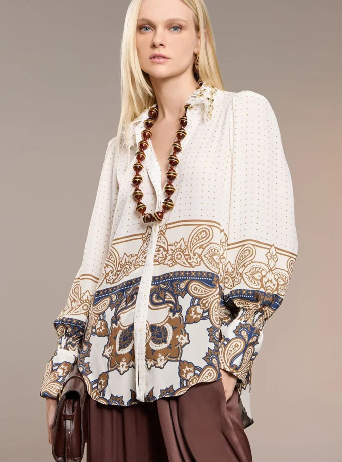 BLUSA ESTAMPA GOLA BORDADA