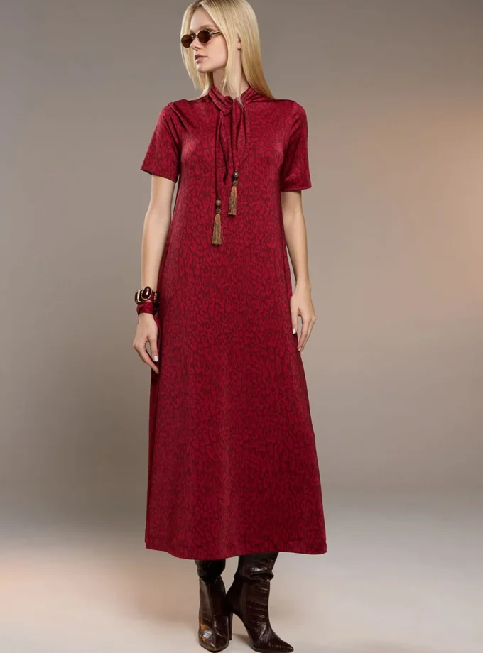 VESTIDO MALHA ESTAMPA DETALHE PINGENTE