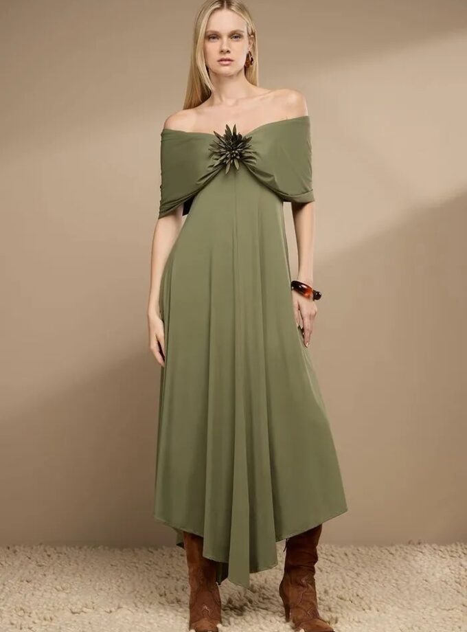 VESTIDO MALHA BROCHE FLOR