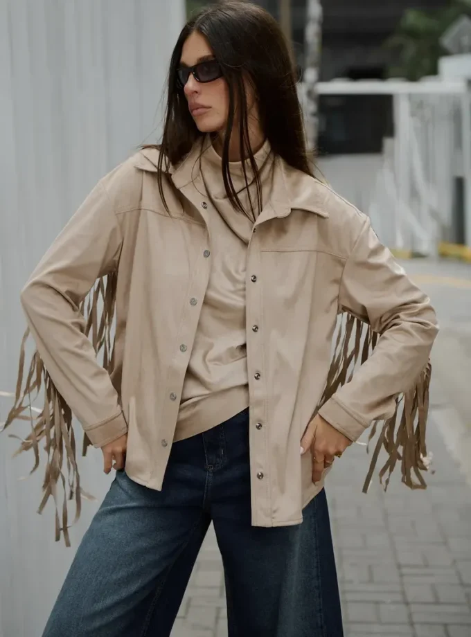 JAQUETA SUEDE FRANJAS