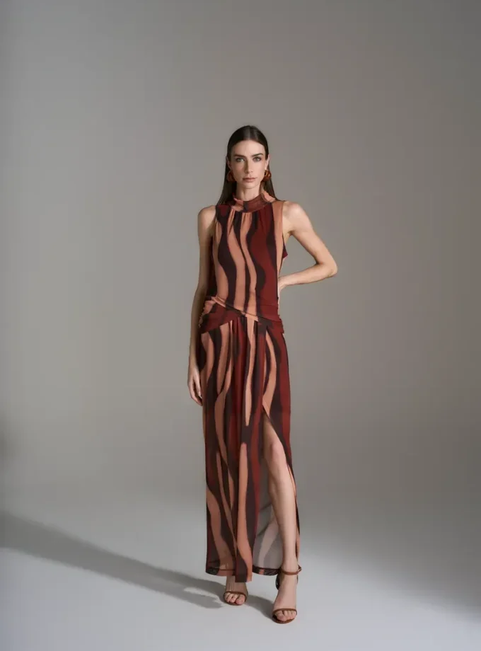 VESTIDO TULE PRINT GOLA