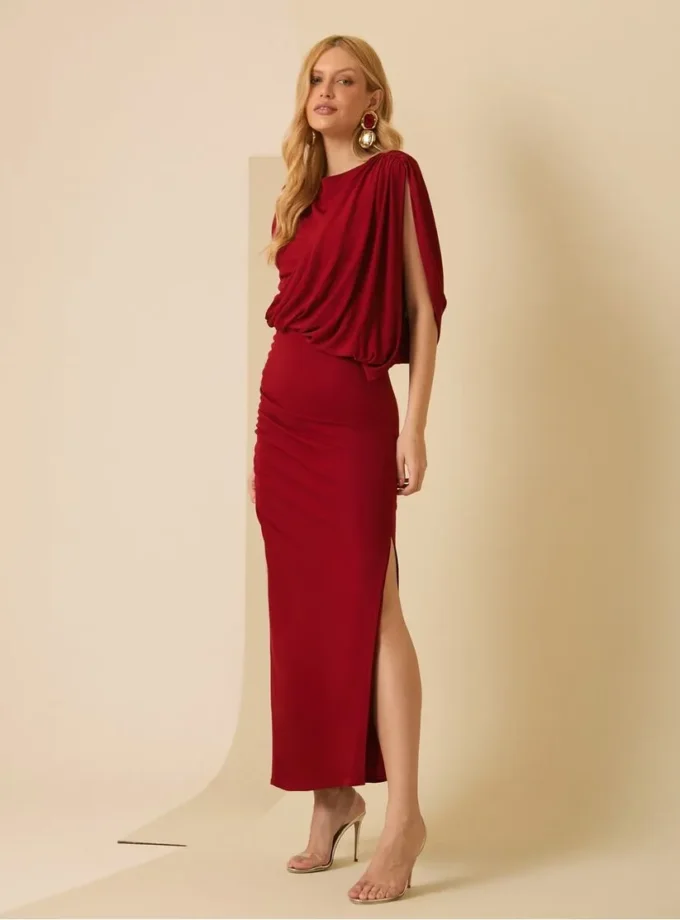 VESTIDO MIDI ASSIMETRICO