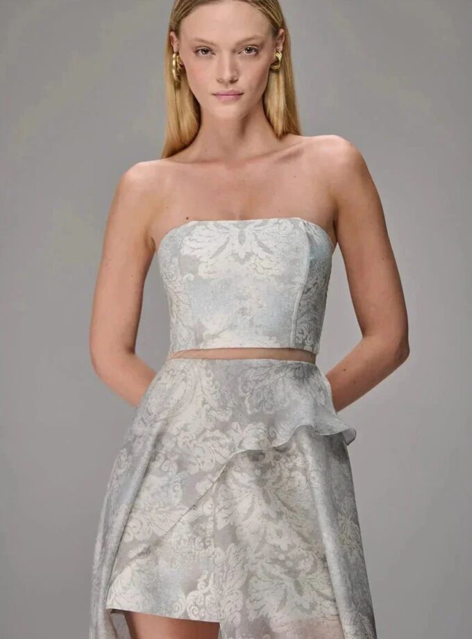 VESTIDO MIDI ESTAMPA TEXTURE COM SAIA