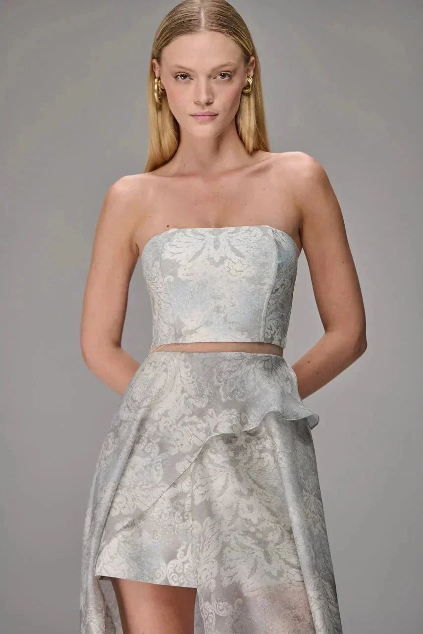 VESTIDO MIDI ESTAMPA TEXTURE COM SAIA