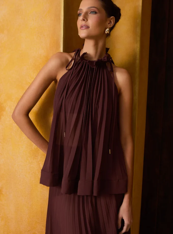 BLUSA PLISSADA CAVA AMERICANA