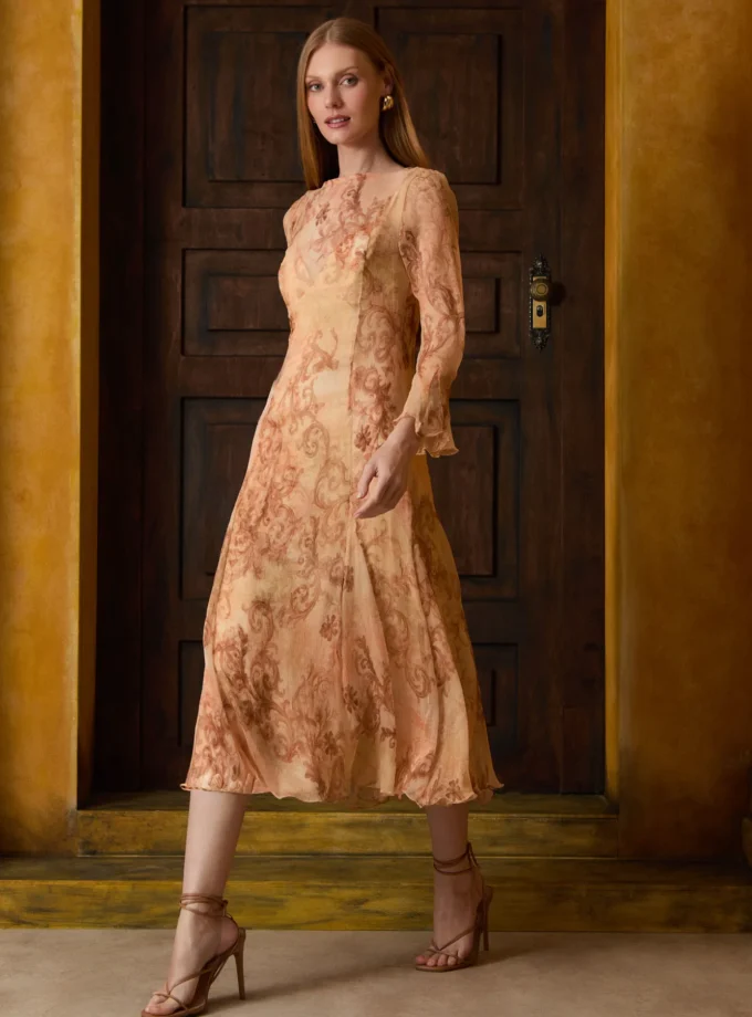 VESTIDO MIDI NESGAS ESTAMPA CARTE
