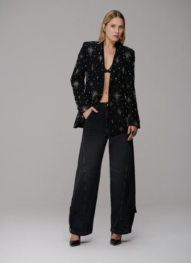 BLAZER GLAM ALFAIATARIA COM BORDADO PEDRARIA  STARLIGHT