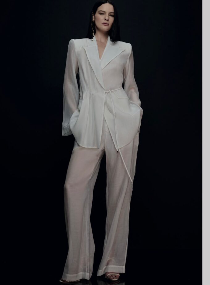 CONJUNTO DE BLAZER E CALCA TRANSPARENCY